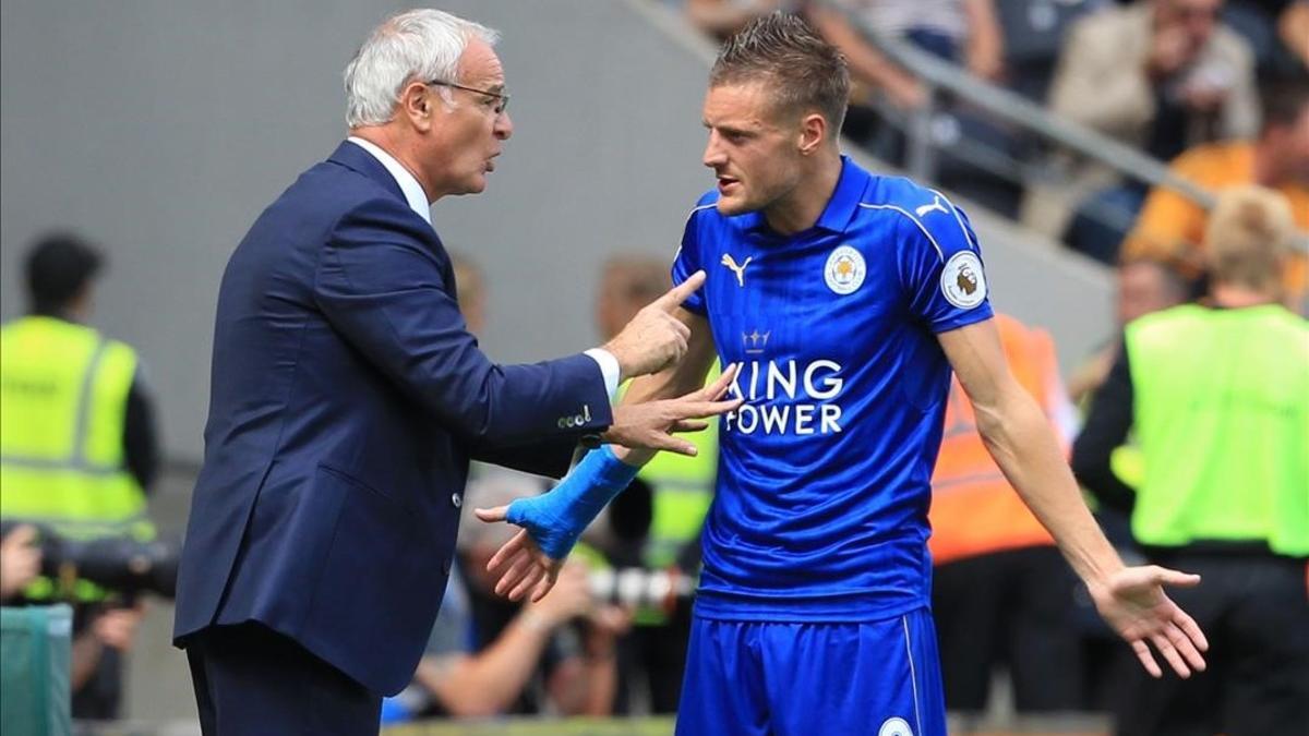 Ranieri y Vardy, en una foto de principios de temporada en el Leicester