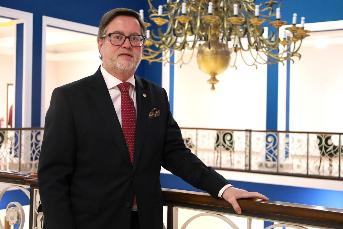 El presidente de Puerto de Tarragona, Santiago J. Castellà, este martes en la sede de la Cámara de Zaragoza.