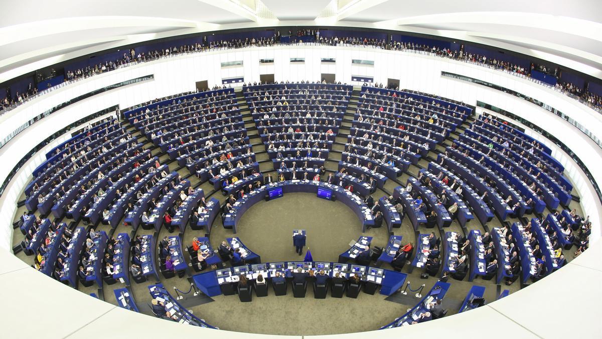 Interior del Pleno del Parlamento Europeo en Estrasburgo.