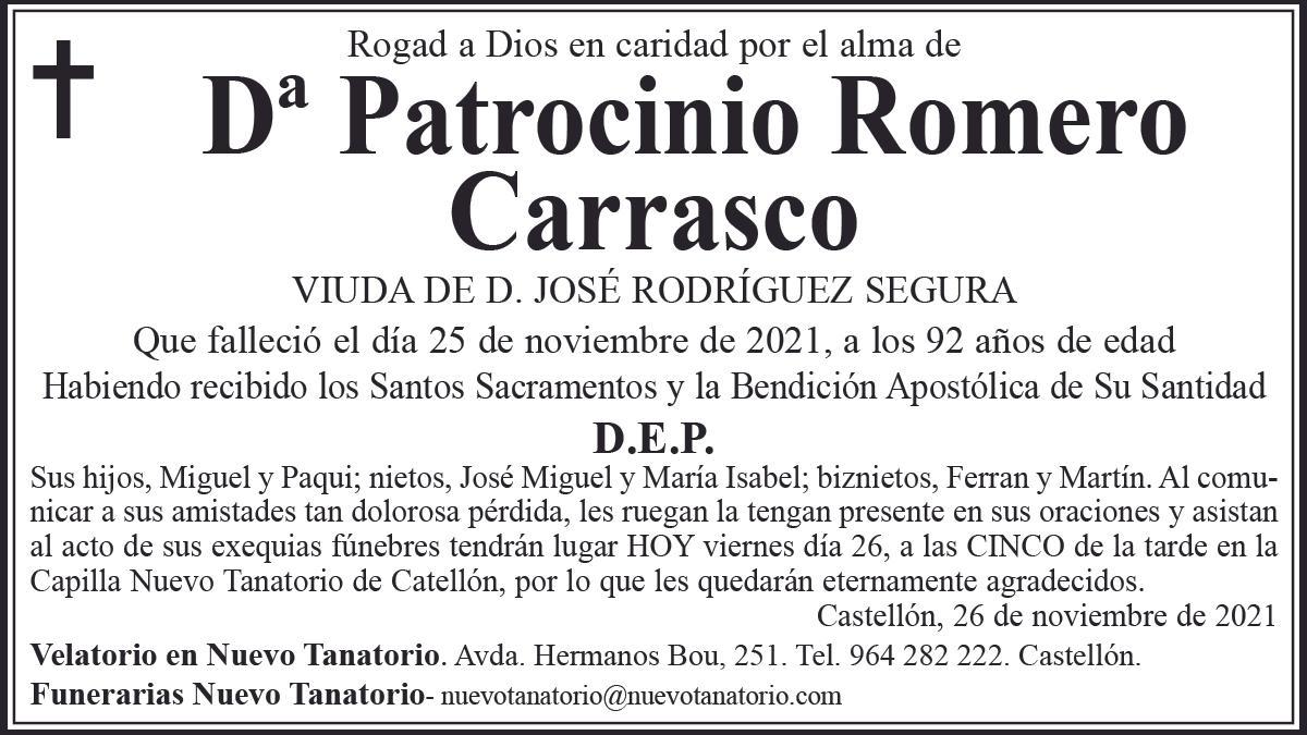 Dª Patrocinio Romero Carrasco