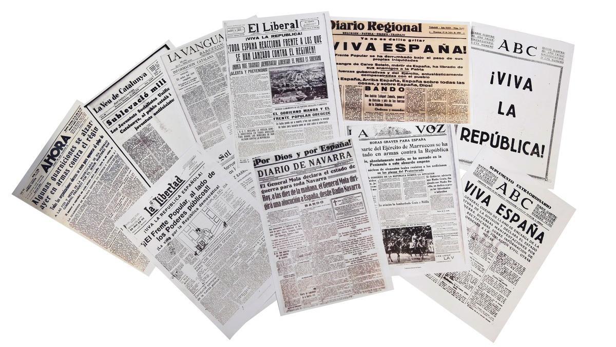 Portadas de julio de 1936 de varios diarios españoles que recogieron el golpe de Estado.