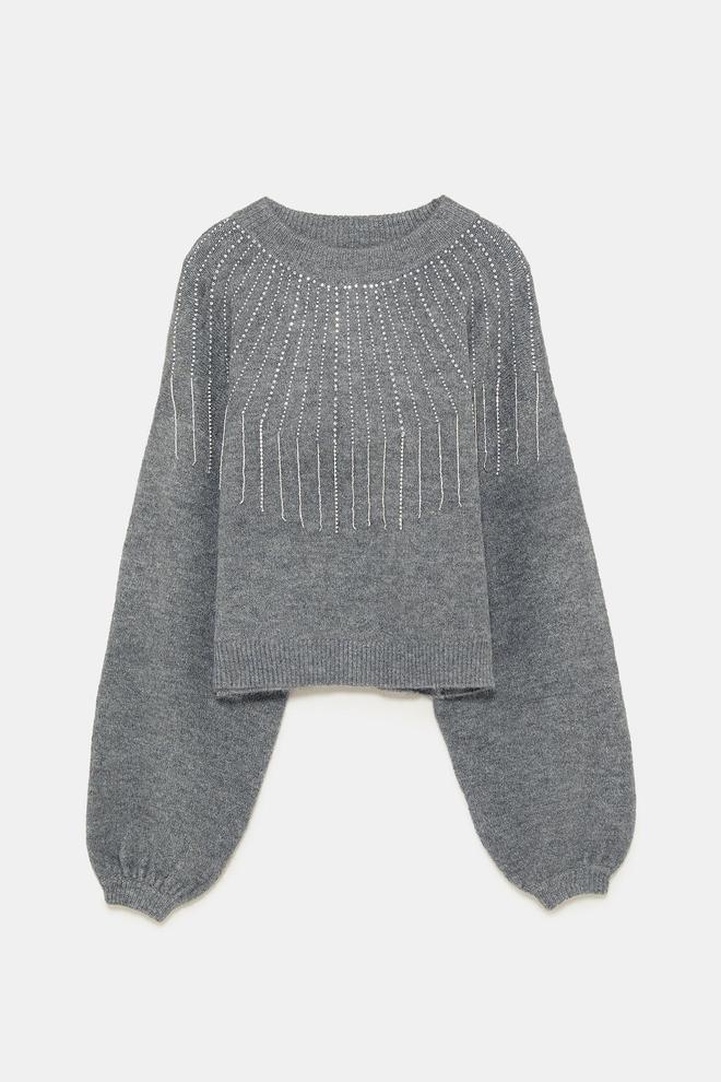 Jersey joya de Zara en color gris (Precio: 39.95 euros)