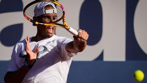 Rafa Nadal, durante un entrenamiento en las pistas de Barcelona