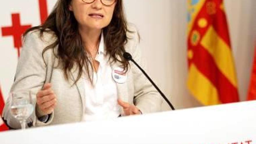 Mónica Oltra en la comparecencia al acabar el pleno del Consell.