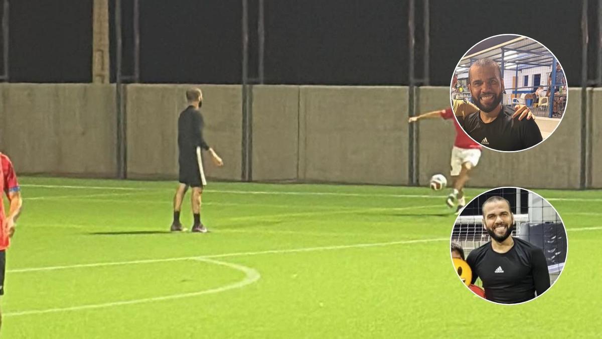 Dani Alves jugando una pachanga en el campo de Las Delicias