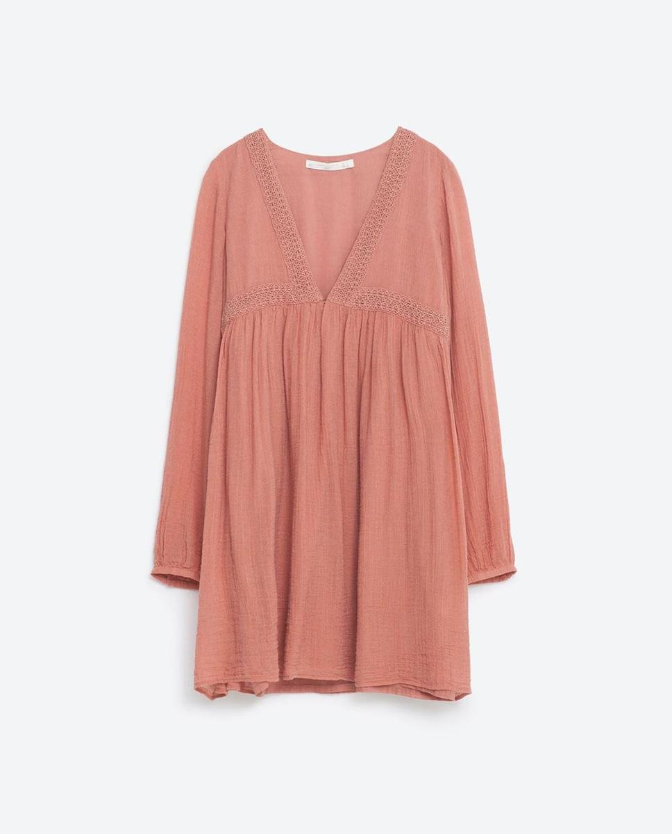 Vestido escote pico, Zara