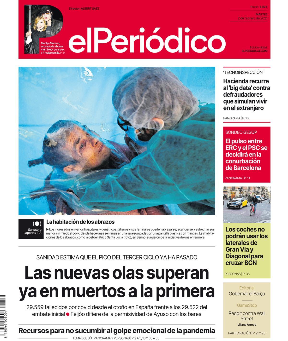 La portada d’EL PERIÓDICO del 2 de febrer del 2021