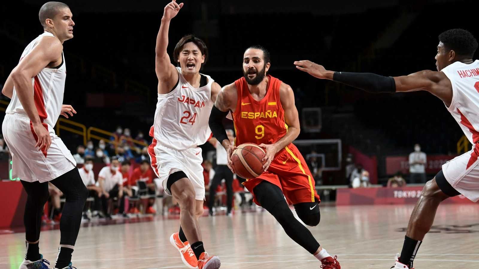 Ricky Rubio, en el debut de España.