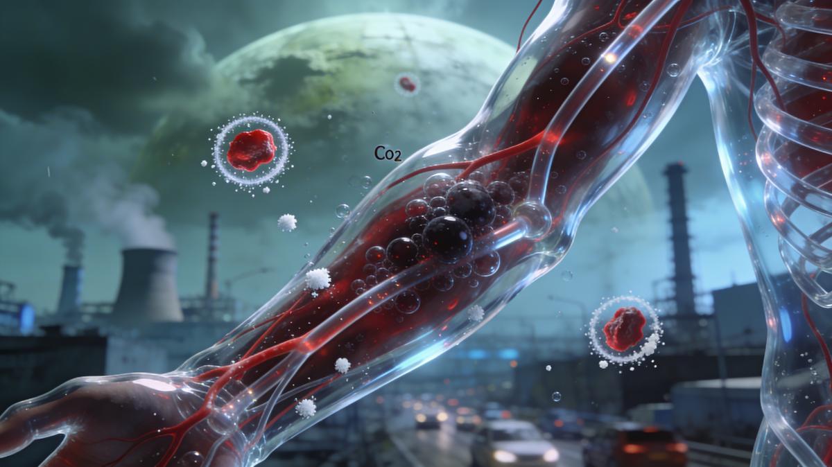 El aire que respiramos, transformado en burbujas de CO₂ dentro de las venas: la huella invisible del cambio atmosférico en nuestra sangre.