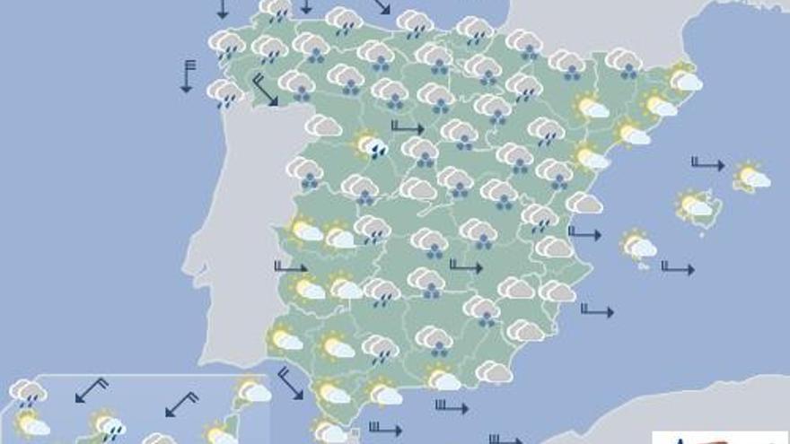 Cielos nubosos y lluvias débiles y ocasionales en Canarias