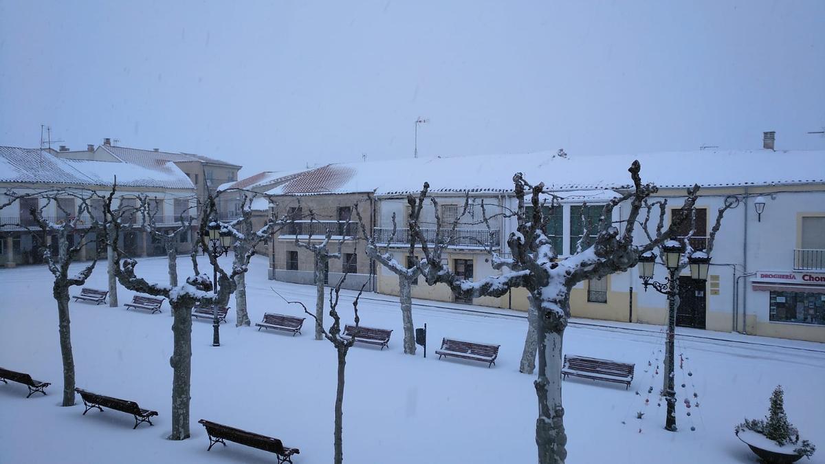 Otra imagen de la nieve caída en Fuentesaúco