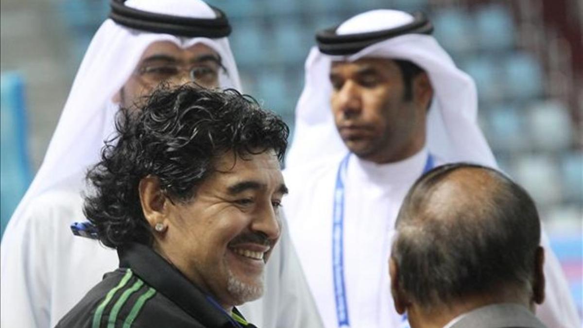 Maradona, el 24 de noviembre, en Emiratos Árabes, donde está trabajando.