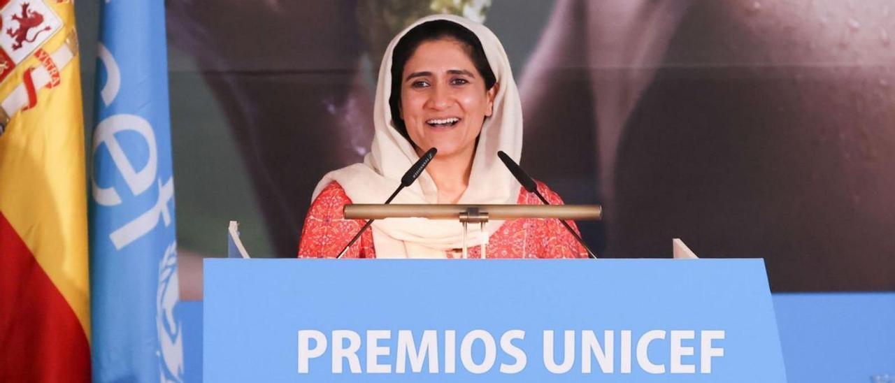 Shabana Basij-Rasikh, durante la ceremonia de entrega de los premios UNICEF 2023.