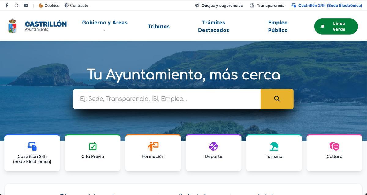 Nuevo aspecto de la página web del Ayuntamiento de Castrillón.