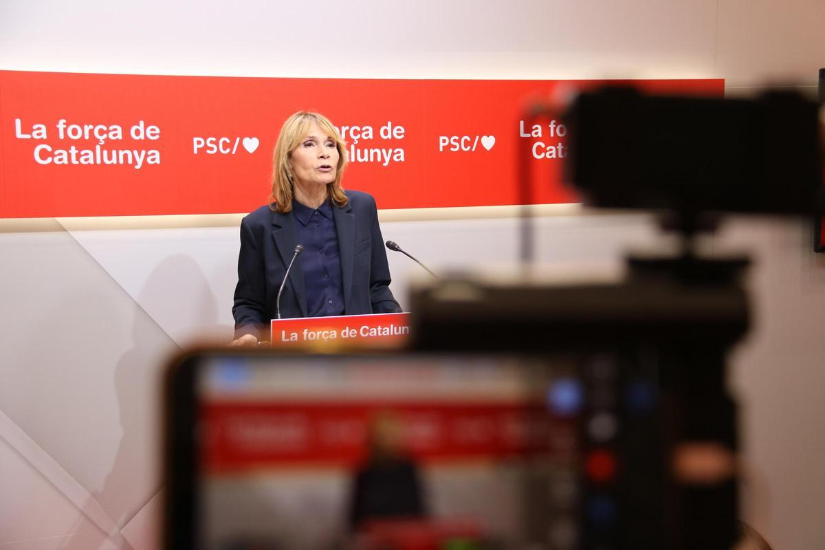 La viceprimera secretaria y portavoz del PSC, Lluïsa Moret, este lunes.