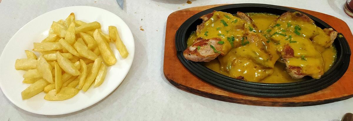 Solomillo con salsa de mango y mostaza