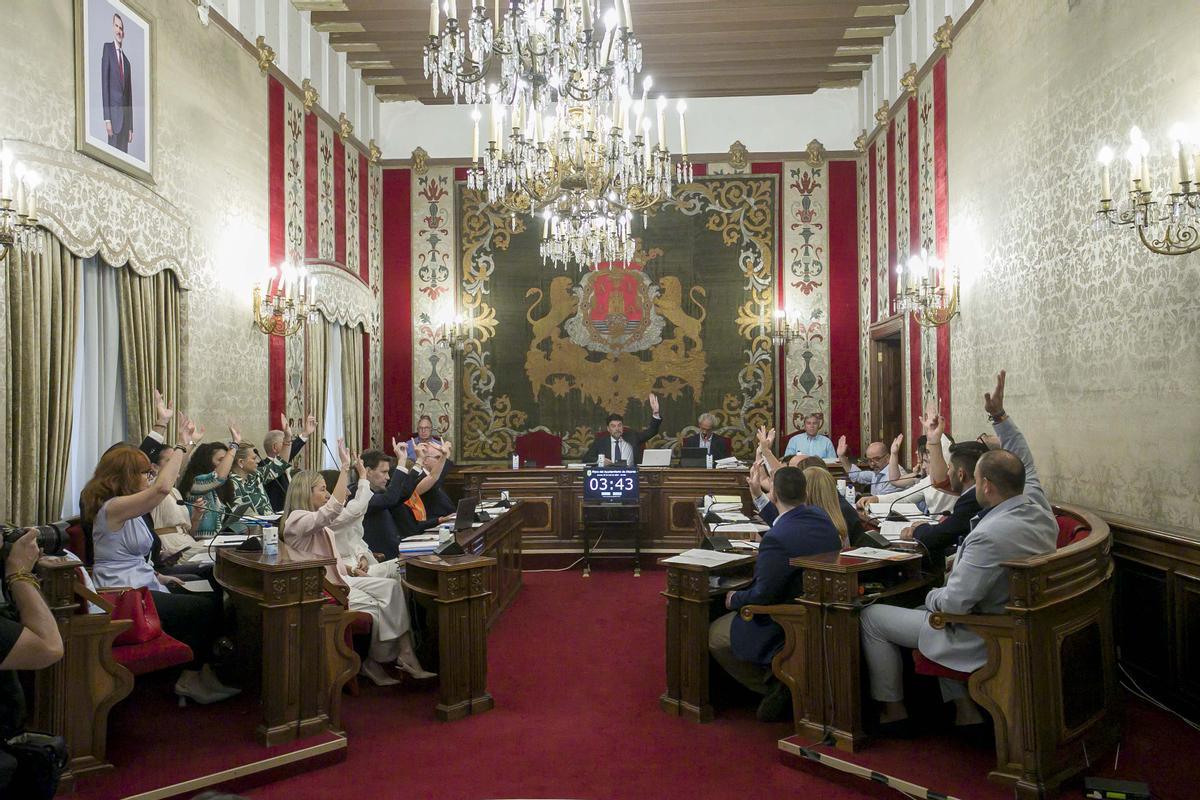 Pleno del Ayuntamienteo de Alicante en el que se aprobó por unanimidad dar el nombre de Guillermo Heras a la Muestra de Autores.