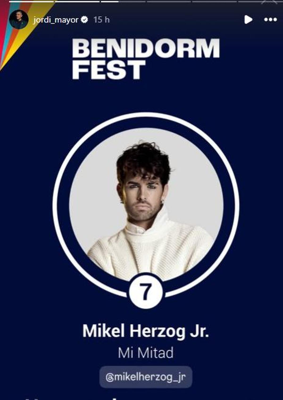 Jordi Mayor vota a Mikel Herzog Jr. en el Benidorm Fest