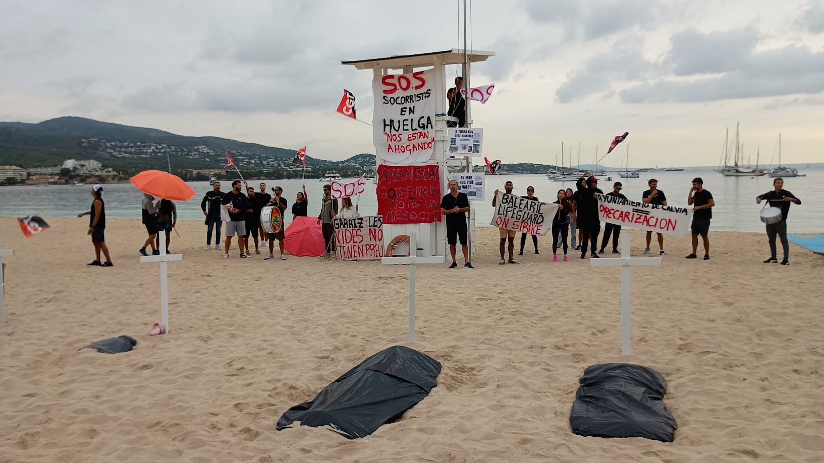 Las protestas de los socorristas de Palma y Calvià