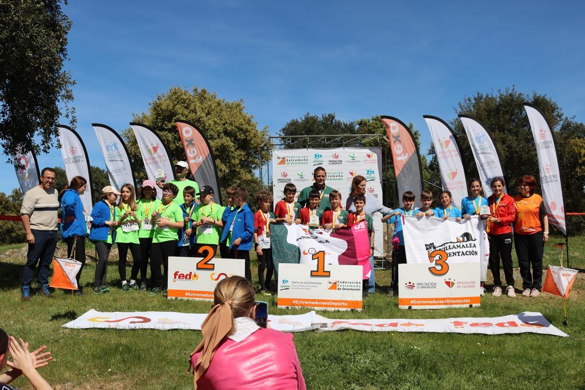 Podio del Campeonato de España de Orientación por Equipos de Centros Escolares.