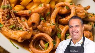 Dámaso Vélez, chef: “Los calamares más tiernos y sabrosos no se fríen, se hacen con 700 ml de caldo de pescado, 200 g de tomate y 2 puerros”