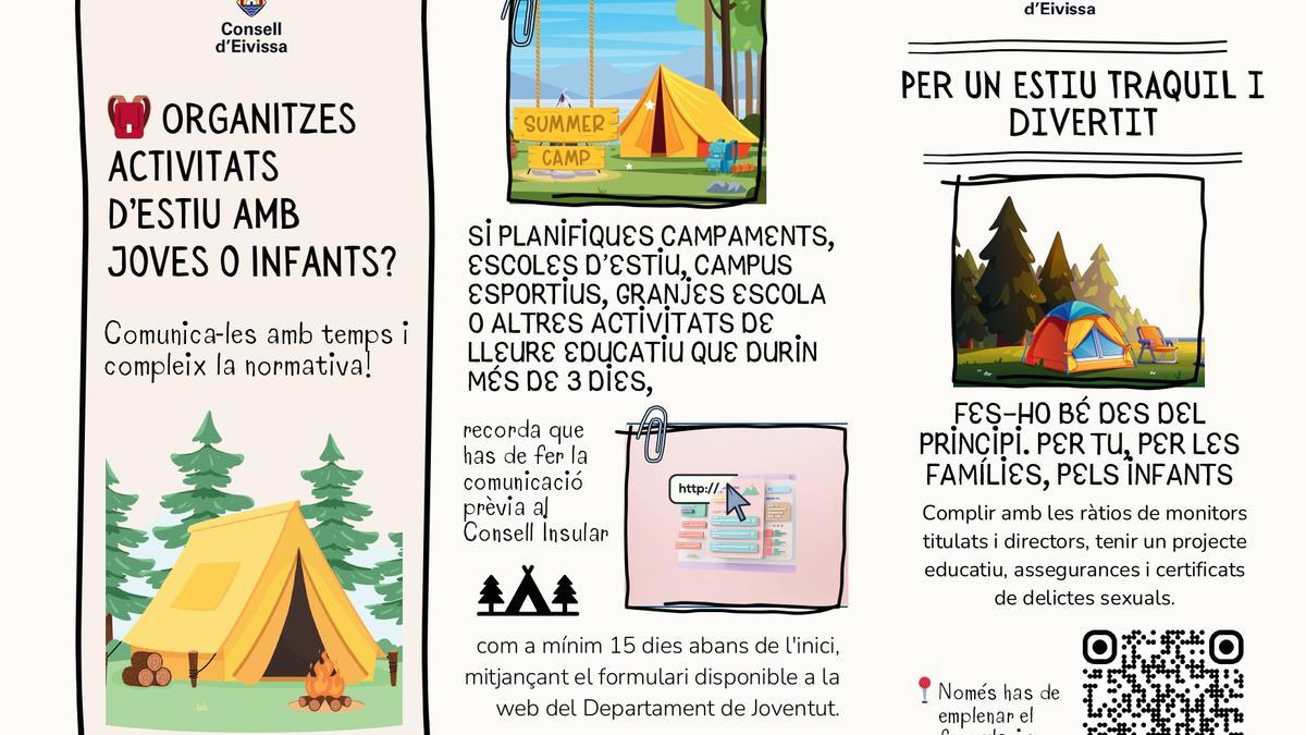 Folleto del Consell de Ibiza sobre actividades de verano para jóvenes.