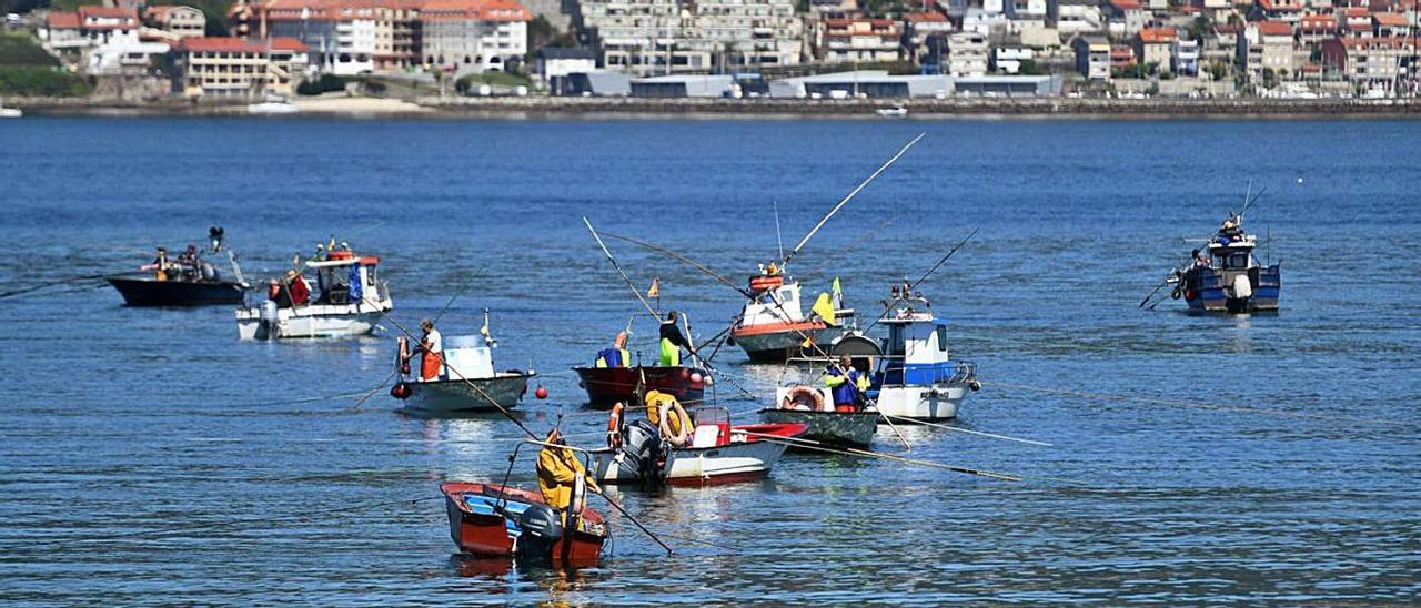 Marisqueo a flote en la ría de Pontevedra. |   // GUSTAVO SANTOS