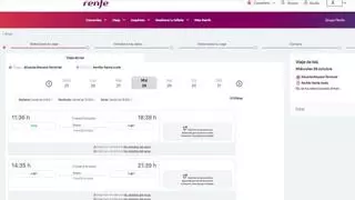 Renfe bloquea la venta de billetes desde Alicante a Sevilla