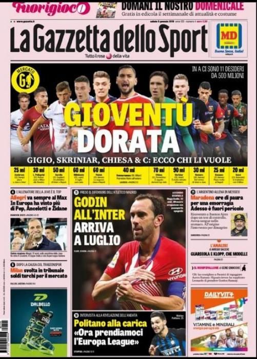 Portada GAZZETTA DELLO SPORT sábado 5 enero