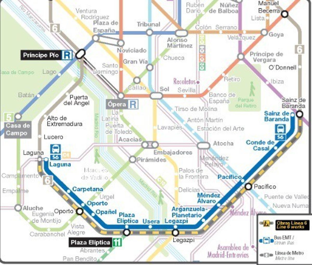 Cierre de la Línea 6 de Metro entre Sainz de Baranda y Laguna