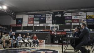 Roda de premsa del Bàsquet Manresa celebrada aquest dijous al Nou Congost de Manresa