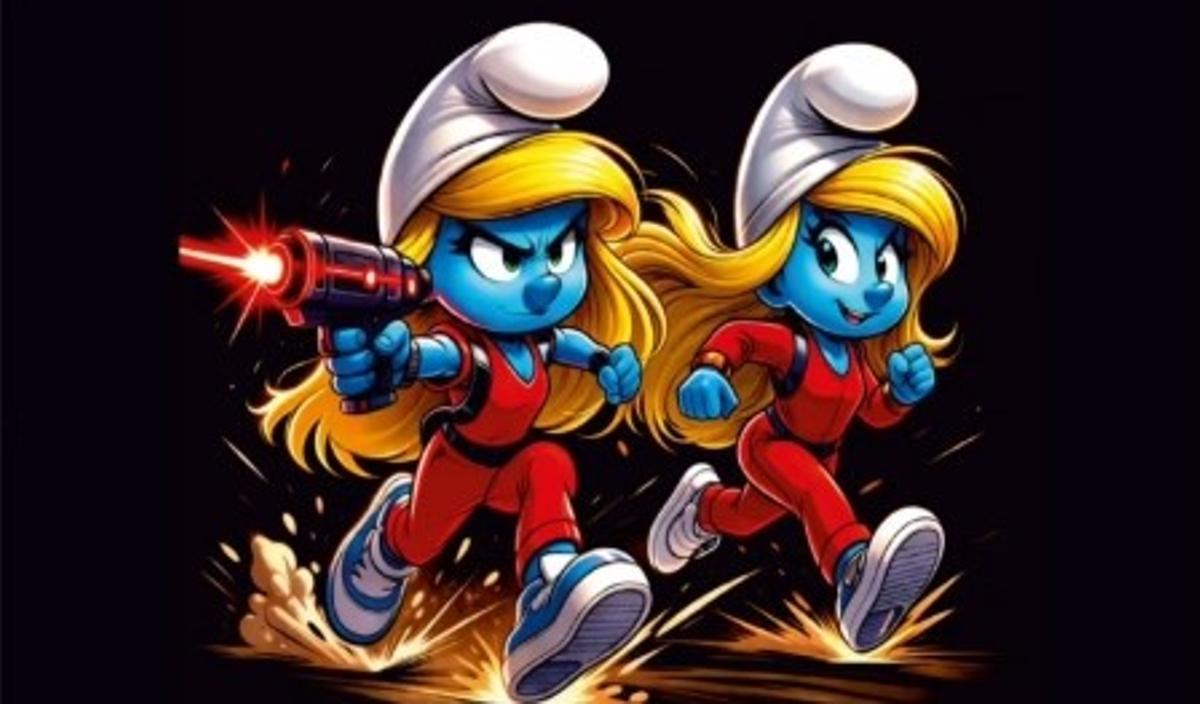 Imagen promocional del evento, con las pitufinas.