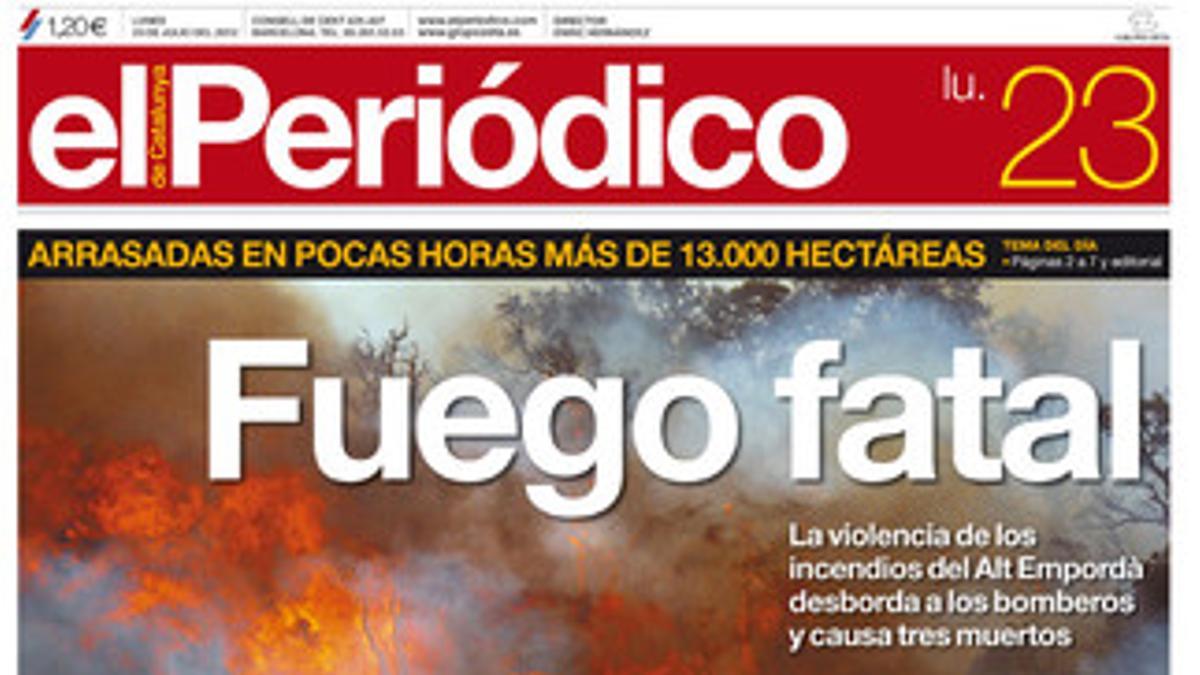 La portada de este lunes.