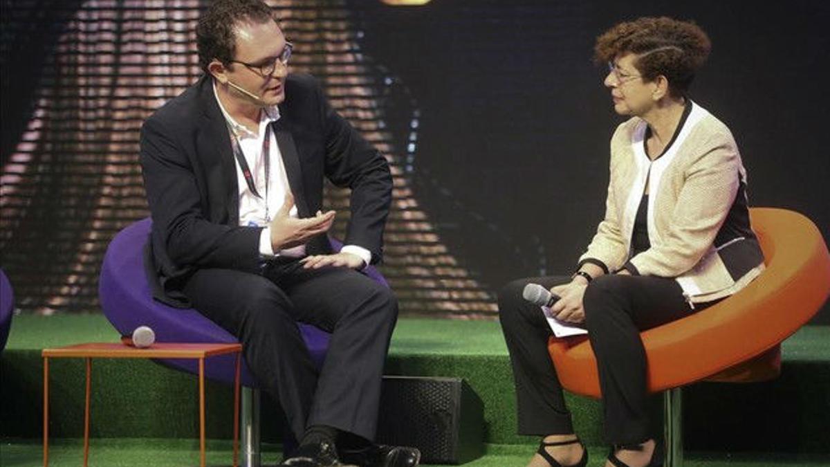 Aleix Valls durante la presentación del nuevo socio de la aceleradora de Mobile World Capital Barcelona.