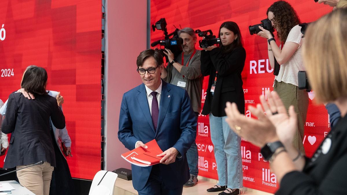 Salvador Illa, en la reunión de la ejecutiva del PSC tras las elecciones del 12M