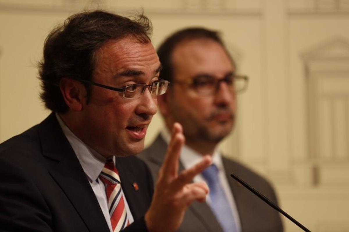El coordinador general de Convergència, Josep Rull, i el conseller d’Interior, Ramon Espadaler.