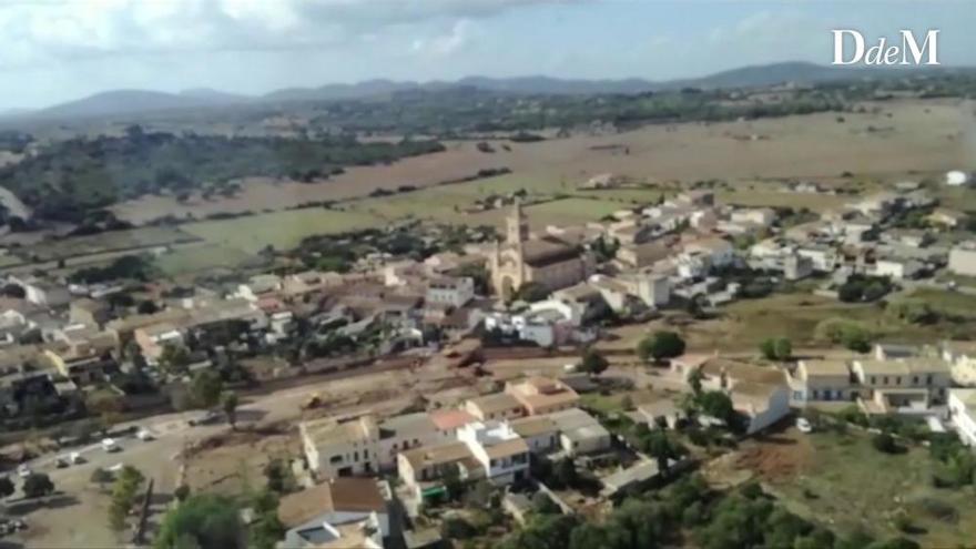 Sant Llorenç aus der Luft, eine Woche nach der Flutkatastrophe
