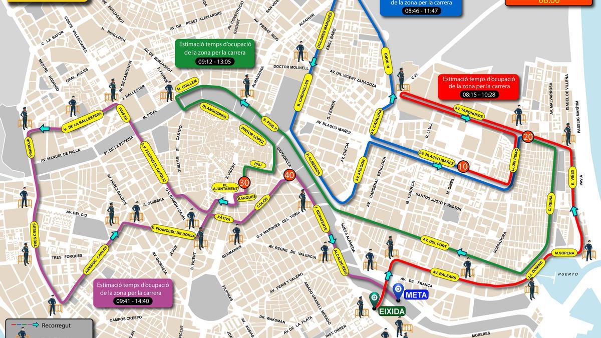 Itinerario de la Maratón de València, del próximo domingo.