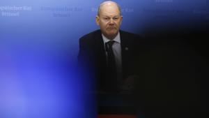 El canciller alemán, Olaf Scholz, en rueda de prensa.
