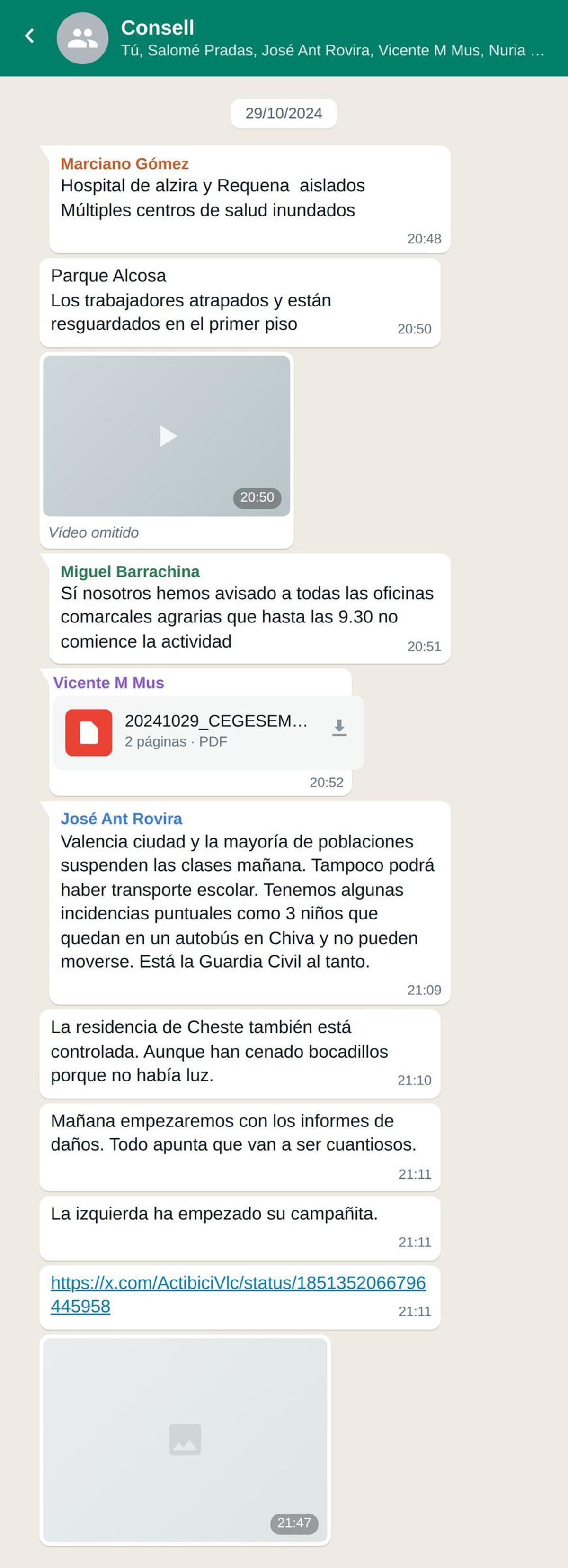 Simulación del chat del Consell el día de la dana