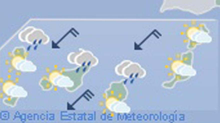 Cielos nubosos y lluvias débiles en el norte de Canarias