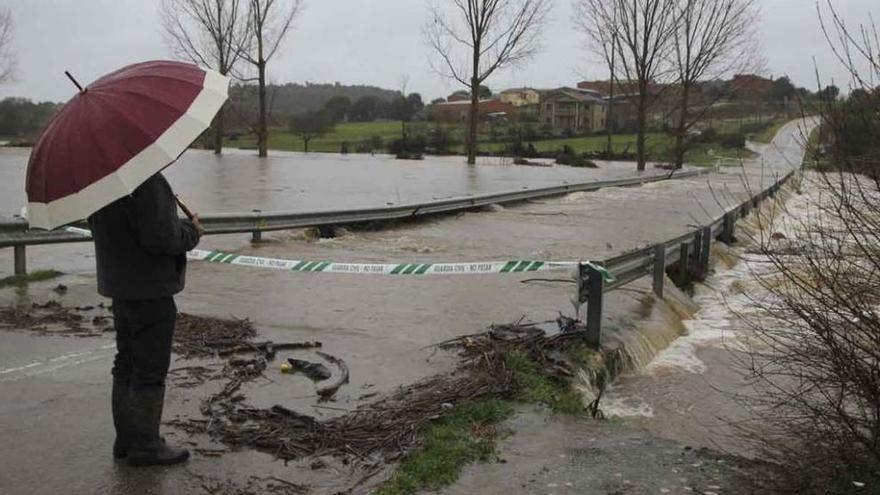 El río Aliste desbordado a su paso por Domez de Alba.