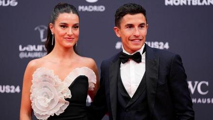 Marc Marquez y Gemma Pinto , a su llegada a la Gala de los Laureus