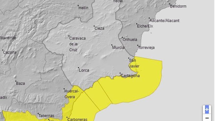 Aviso amarillo por temporal mañana en la costa de la Región