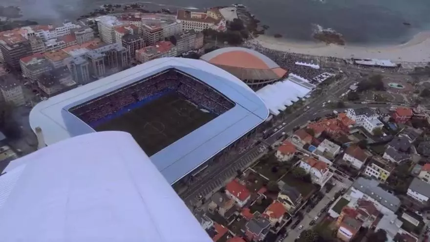 Así se vio el partido del Deportivo ante Las Palmas desde una avioneta