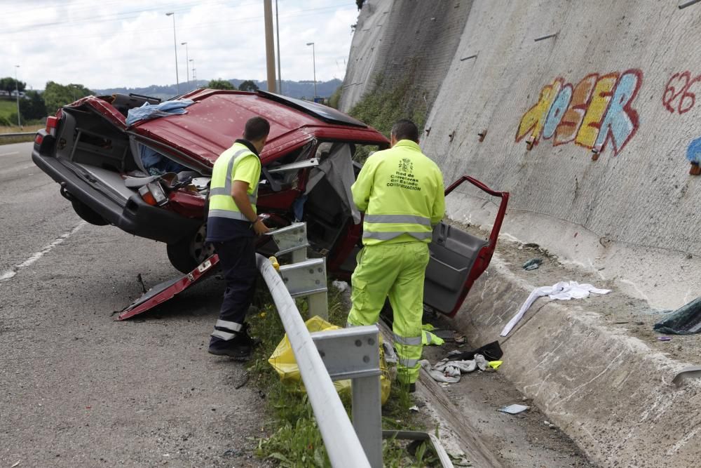 Accidente en la A-8 a la altura de Tremañes