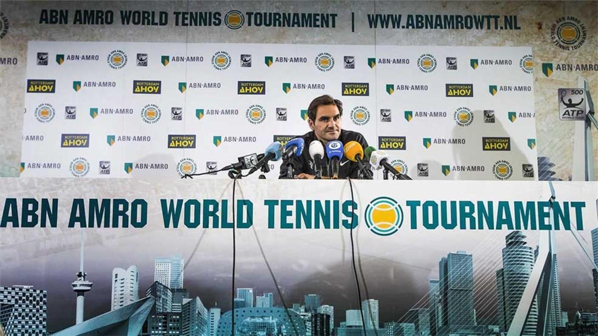 Roger Federer, durante su rueda de prensa en Rotterdam