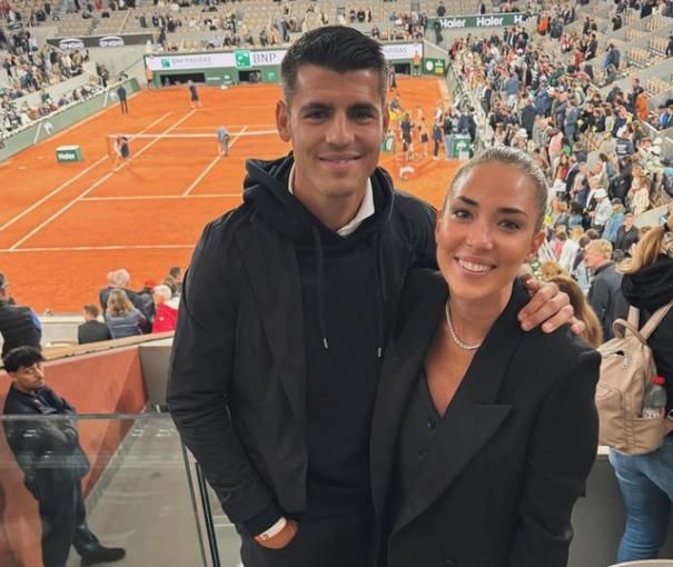 Álvaro Morata y Alice Campello en Roland Garros