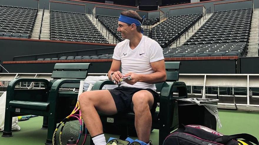 Rafa Nadal, en la pista central de Indian Wells