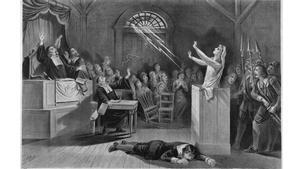 Grabado que ilustra los juicios de Salem. 